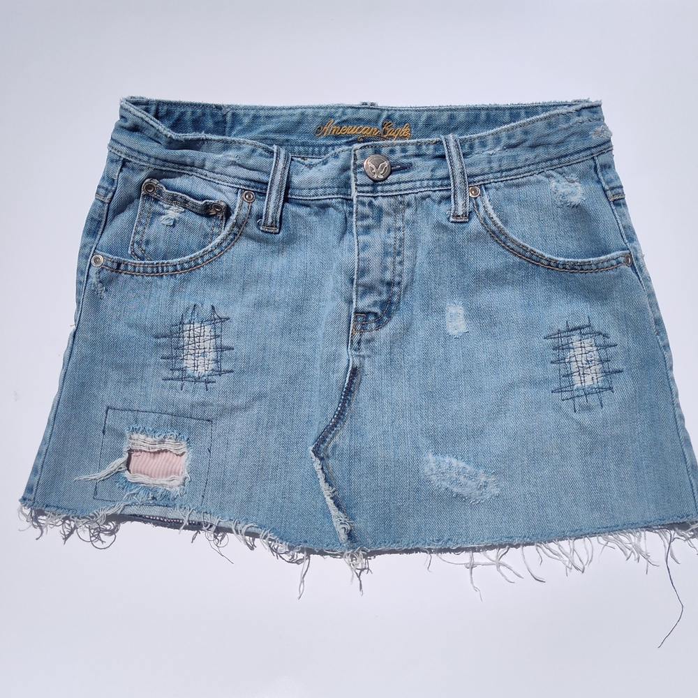 American Eagle Distressed Denim Skirt